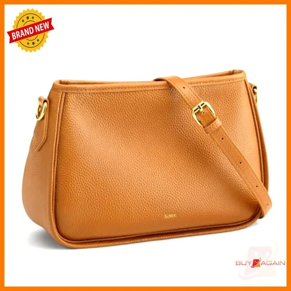 Medium Leather Crossbody Bag with 2 Removable Straps, Hobo Style